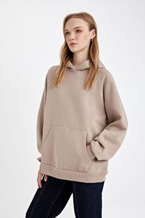 DeFacto Oversize Fit Kapüşonlu Kalın Kumaş Basic Sweatshirt C7805AX24WNBG268