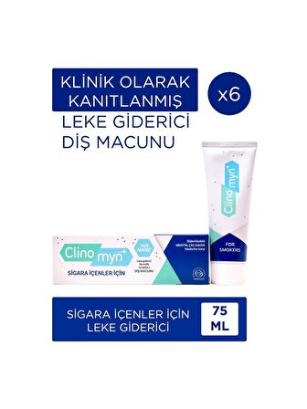 Clinomyn Smokers Sigara İçinler için Diş Beyazlatan Diş Macunu 6 Adet