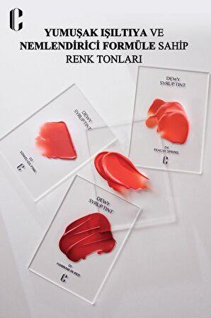 Işıltılı Renklerde, Nemlendirici, Uzun Süre Kalıcı Tint Clio Dewy Syrup Tint (04 Peachy Spring)