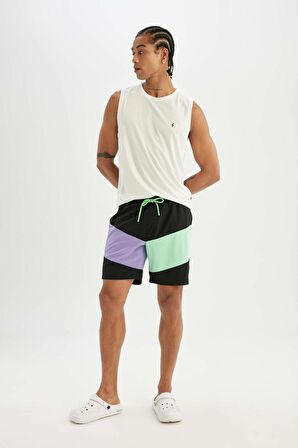 DeFactoFit Regular Fit Baskılı Esnek Dokulu Sporcu Kısa Boy Deniz Şortu B5998AX24HSBK81