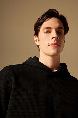 DeFacto Oversize Geniş Kalıp Kapüşonlu Kapitone Sweatshirt B6492AX24SPBK81