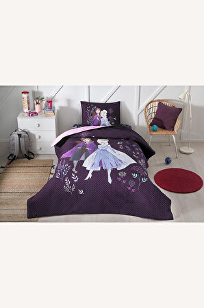 Özdilek Frozan Nature Tek Kişilik Disney Lisanslı Lastikli Fitted Çarşaf Kapitone Çocuk Nevresim Takımı