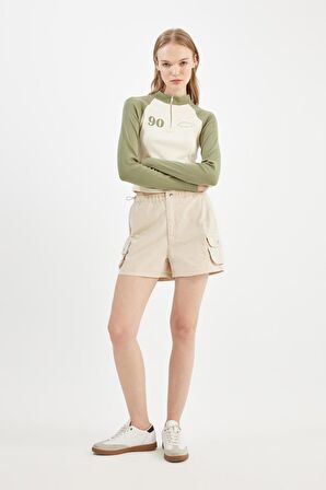 DeFacto Coool %100 Pamuk Regular Fit Normal Bel Kısa Paça Gabardin Şort A3688AX24HSBG155