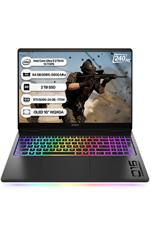 HP OMEN MAX 16-AH0001NT B8SK8EA 24GB GeForce RTX5090 Intel Ultra 9 275HX 64GB RAM 2TB SSD 16 inç OLED 240Hz 0.2ms