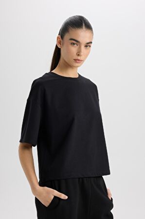 DeFacto Relax Fit Bisiklet Yaka Basic Kısa Kollu Tişört C7630AX24AUBK81
