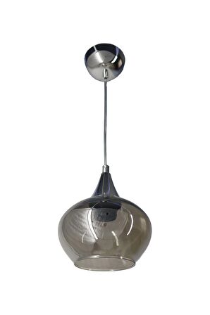 Huni Krom Tekli Füme Yatsı Camlı Avize | Kaliteli Modern Metal Avize