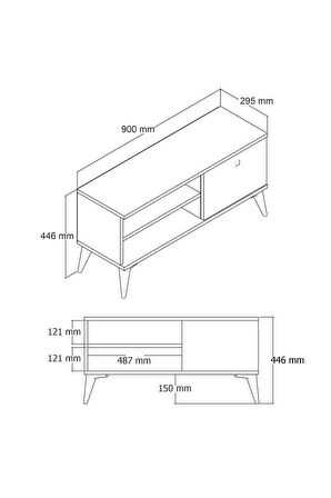 Retro Tv Ünitesi 90 cm Beyaz 1554