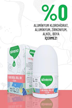 Siveno %100 Doğal Roll On Teen Girl Genç Kız Deodorant Ter Kokusu Önleyici Bitkisel Leke Bırakmayan Vegan 50 ml