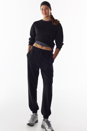 Siyah Oversize Bisiklet Yaka Sweatshirt