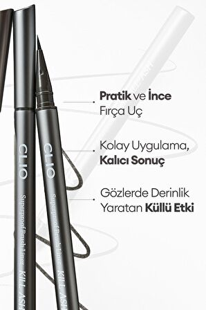 İnce, Mikrofiber Fırça Uçlu Kalem Eyeliner CLIO Superproof Brush Liner Kill Ash (001 Ash Gray)