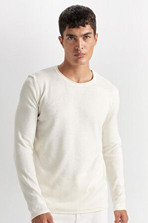 DeFacto Relax Fit Bisiklet Yaka Basic Düz Triko Kazak D3278AX24WNER139