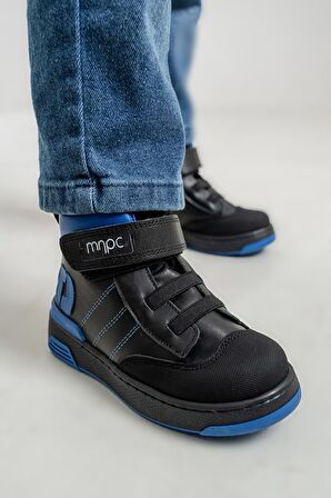 mnpc Erkek Çocuk Siyah Hakiki Deri Anatomik Sneaker Bot