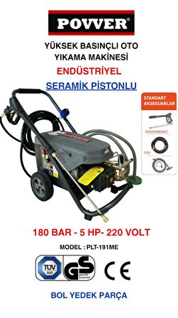 Povver Profesyonel (Bakır Sargılı) İndüksiyon Motorlu Yüksek Basınçlı Yıkama Makinesi (3700 W - 180 Bar)