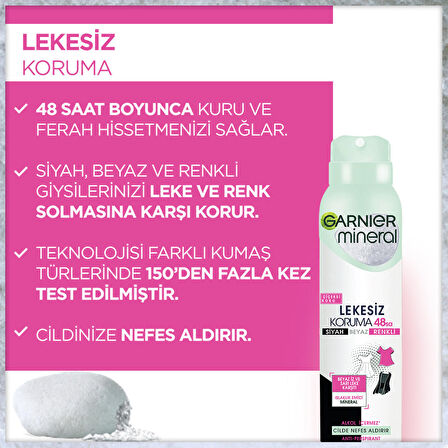 Garnier Lekesiz Koruma Antiperspirant Ter Önleyici Leke Yapmayan Kadın Sprey Deodorant 150 ml