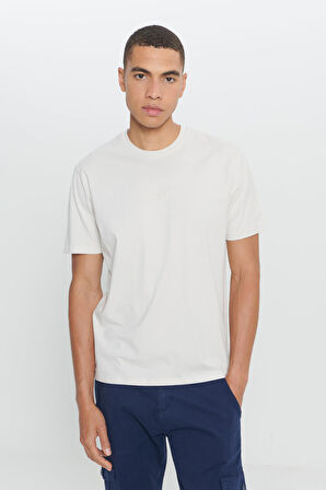 Comfort Fit Rahat Kesim %100 Pamuk Bisiklet Yaka Tişört