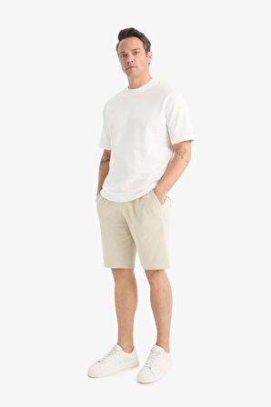 DeFacto Slim Fit Dar Kesim Cepli Pamuklu Basic Düz Bermuda Şort W1105AZ25SPBG735