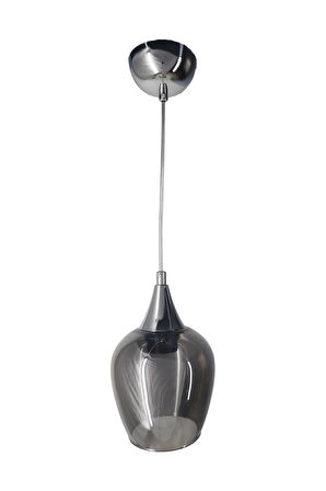 Huni Krom Tekli Füme Camlı Avize | Kaliteli Modern Metal Avize