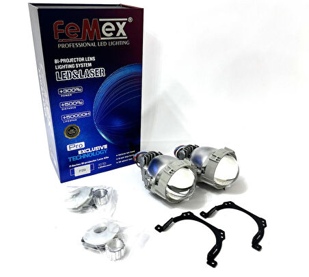 FEMEX VİDALI Bİ-LED FAR İÇİ LED MERCEK 2,5 INC KISA UZUN BİRLİKTE (VİDALI SOMONLU) P20