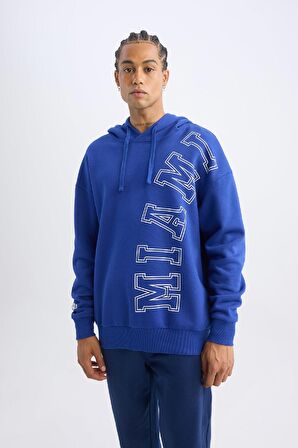 DeFactoFit NBA Miami Heat Oversize Geniş Kalıp Kapüşonlu Kalın Sweatshirt D0677AX24AUBE181