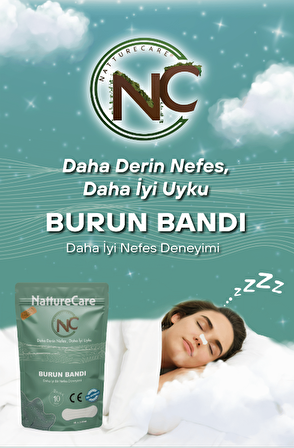 NattureCare Yeni Nesil Nefes Almaya Yardımcı Ve Horlamayı Azaltan Burun Bandı 10'Lu Yuvarlak 60*22 SEFFAF