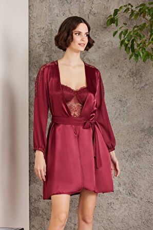 Pierre Cardin 6 Lı Saten Gecelik Çeyiz Takım Bordo