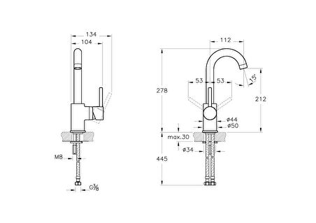 Artema Minimax S A41999 Lavabo Bataryası (Döner Borulu), Krom