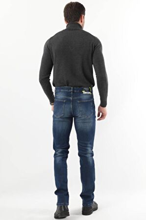 Erkek Regular Fit Jean Pantolon Koyu Mavi