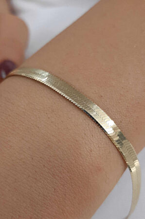 14 Ayar Altın İtalyan Ezme Orta Boy Bileklik