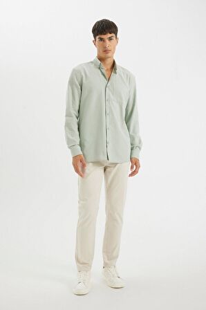DeFacto Regular Fit Polo Yaka Oxford Basic Düz Uzun Kollu Gömlek A8028AX24AUGN1128