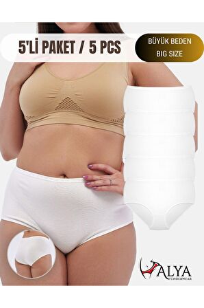 Kadın Büyük Beden Külot Full Brief (5XL, 6XL, 7XL) 5 Farklı Renk 1 Pakette