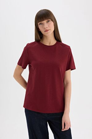 Regular Fit Bisiklet Yaka Basic Düz Casual Premium Kısa Kollu Tişört