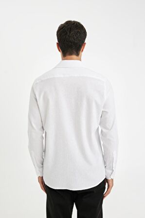 DeFacto Modern Kesim Krinkıl Kumaş Gofre Desenli Uzun Kollu Gömlek D5187AX24AUWT79
