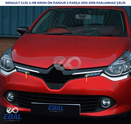 Renault Clio 4 HB Krom Ön Panjur 2 Parça 2012-2018 Paslanmaz Çelik