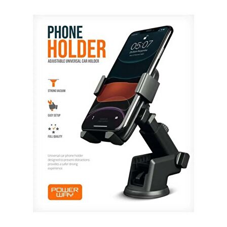 POWERBAY TT13 AYARLANABİLİR VANTUZLU CEP ARAÇ TUTUCU OTO ARABA İÇİ TELEFON TUTUCU