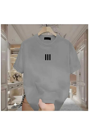 MALOÇBEY 3 çizgi baskılı oversize unisex basic o yaka t-şhirt