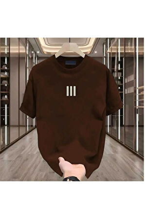 MALOÇBEY 3 çizgi baskılı oversize unisex basic o yaka t-şhirt