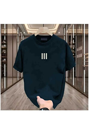 MALOÇBEY 3 çizgi baskılı oversize unisex basic o yaka t-şhirt