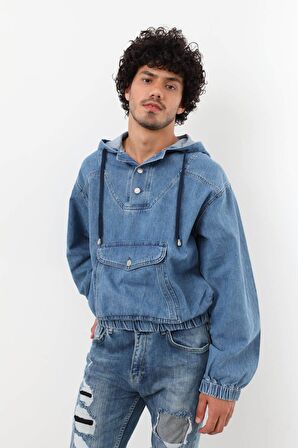 Erkek Jean Sweatshirt Mavi