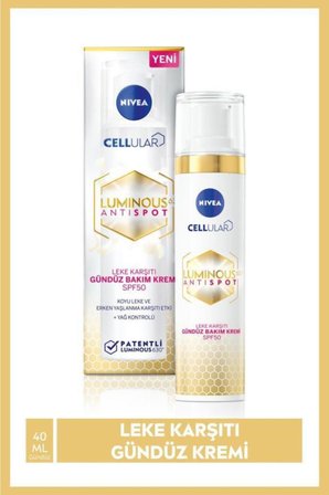 NIVEA Luminous630 Koyu Leke Karşıtı Gündüz Yüz Kremi 40ml SPF50 ve Gece Kremi 50ml, Cilt Tonu Eşitleyici