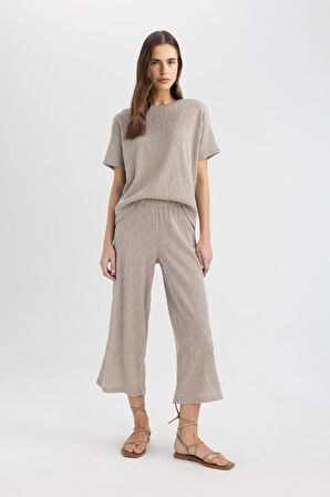 DeFacto Relax Fit Bisiklet Yaka Bürümcük Kısa Kollu Tişört C3843AX24SPGR302