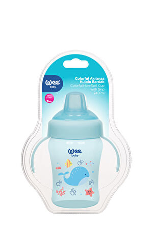 Wee Baby Colorfull Akıtmaz PP Kulplu Bardak 240 ML Mavi