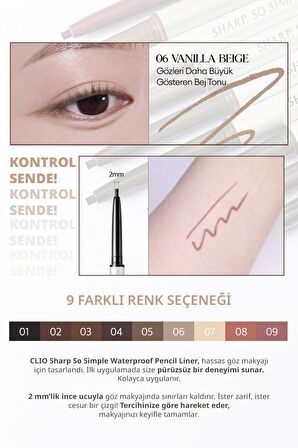 Suya Dayanıklı, İnce Uçlu Göz Kalemi CLIO Sharp So Simple Waterproof Pencil Liner(006 Vanilla Beige)