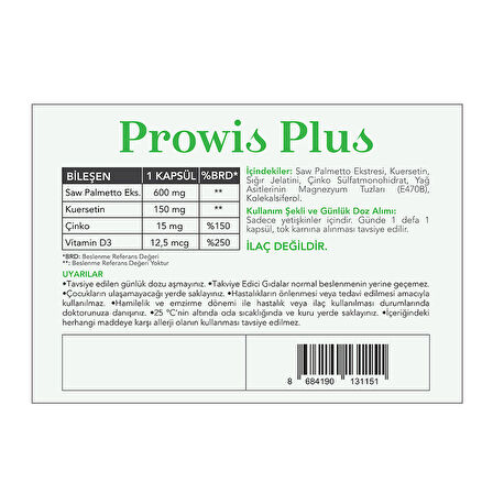 Prowis Plus - 30 Kapsül - Takviye Edici Gıda