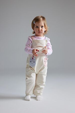 DeFacto Kız Bebek 2'li Takım Unicorn Baskılı Sweatshirt Salopet Tulum E0487A525SPER233