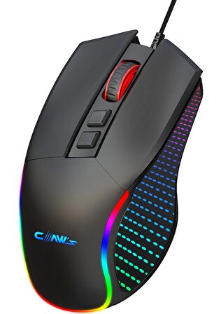 Claw's Crossfire V1 12800 Dpi Full Wide RGB Özel ABS Doku & Claw's Reflex Örgü Kablolu Gaming Mouse - Siyah