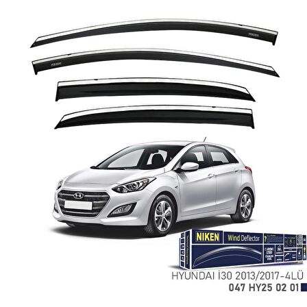 Hyundai i30 Niken Kromlu Cam Rüzgarlığı 4lü Set 2013 2017