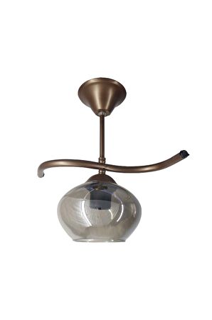 Fuji Bronz Tekli Füme Yatsı Camlı Avize | Kaliteli Modern Metal Avize