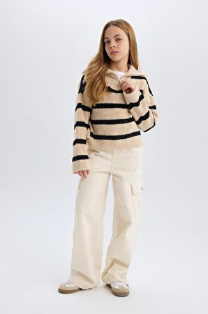 Kız Çocuk Wide Leg Kargo Geniş Paça Jean Pantolon