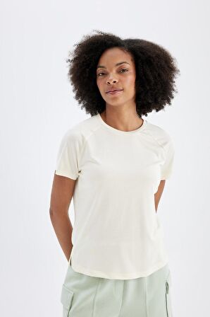 DeFactoFit Crop Bisiklet Yaka Sporcu Modal Kısa Kollu Tişört D1280AX24HSBG700