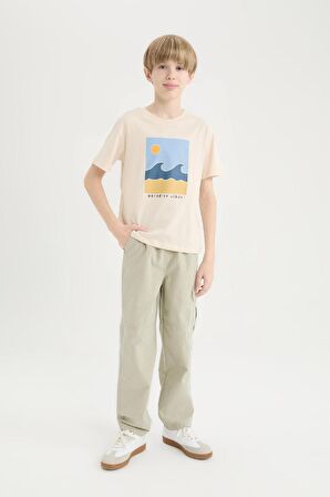 Erkek Çocuk Loose Fit Standart Paça Gofre Dokulu Pantolon